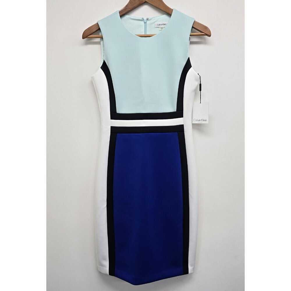 NEW Calvin Klein Sheath Dress Size 6 Colorblock Stretch Thick Office Career NWT